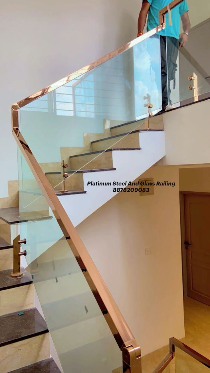 Rose Gold PVD Glass Railing Mumbai